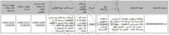 مناقصه عمومی همزمان با ارزیابی (فشرده) یک مرحله ای اسفالت راه های روستایی قرقطوئیه - پدوم آباد - عباس آباد آشین - تکمیل محور رودخانه کمال - تکمیل راه کناروئیه