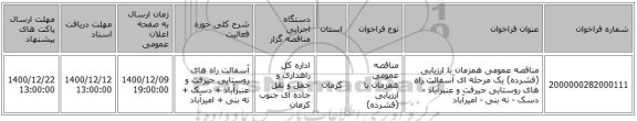 مناقصه عمومی همزمان با ارزیابی (فشرده) یک مرحله ای آسفالت راه های روستایی جیرفت و عنبرآباد - دسک - نه بنی - امیرآباد