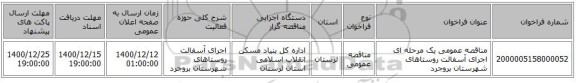 مناقصه عمومی یک مرحله ای اجرای آسفالت روستاهای شهرستان بروجرد