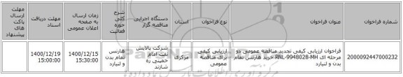 فراخوان ارزیابی کیفی تجدید مناقصه عمومی دو مرحله ای RNL-9948028-MH خرید هارنس تمام بدن و لنیارد