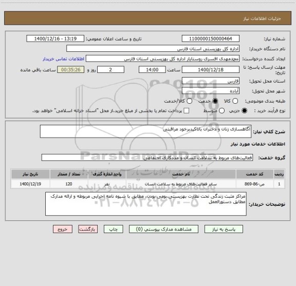 استعلام آگاهسازی زنان و دختران باتاکیدبرخود مراقبتی