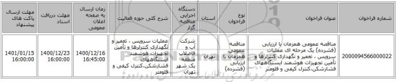 مناقصه عمومی همزمان با ارزیابی (فشرده) یک مرحله ای عملیات سرویس ، تعمیر و نگهداری کنترلرها و تأمین تجهیزات هوشمند ایستگاههای فشارشکن،کنترل کیفی و فلومتر