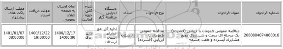 مناقصه عمومی همزمان با ارزیابی (فشرده) یک مرحله ای مرمت و شن ریزی محور عشایری آبسرده و هفت چشمه