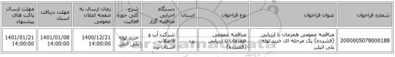 مناقصه عمومی همزمان با ارزیابی (فشرده) یک مرحله ای خرید لوله پلی اتیلن