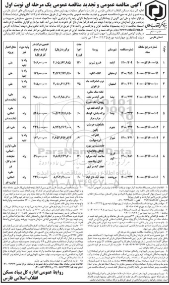 مناقصه اجرای عملیات بهسازی معابر روستایی