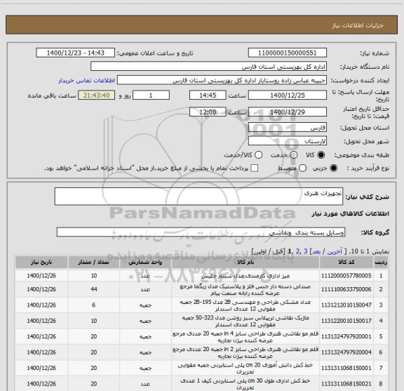 استعلام تجهیزات هنری