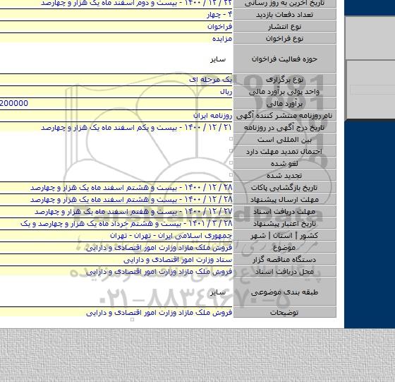 فروش ملک مازاد وزارت امور اقتصادی و دارایی